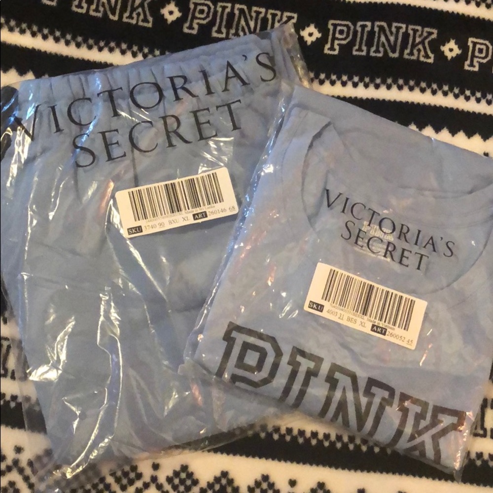 VS pink jogging pants with matching T-shirt